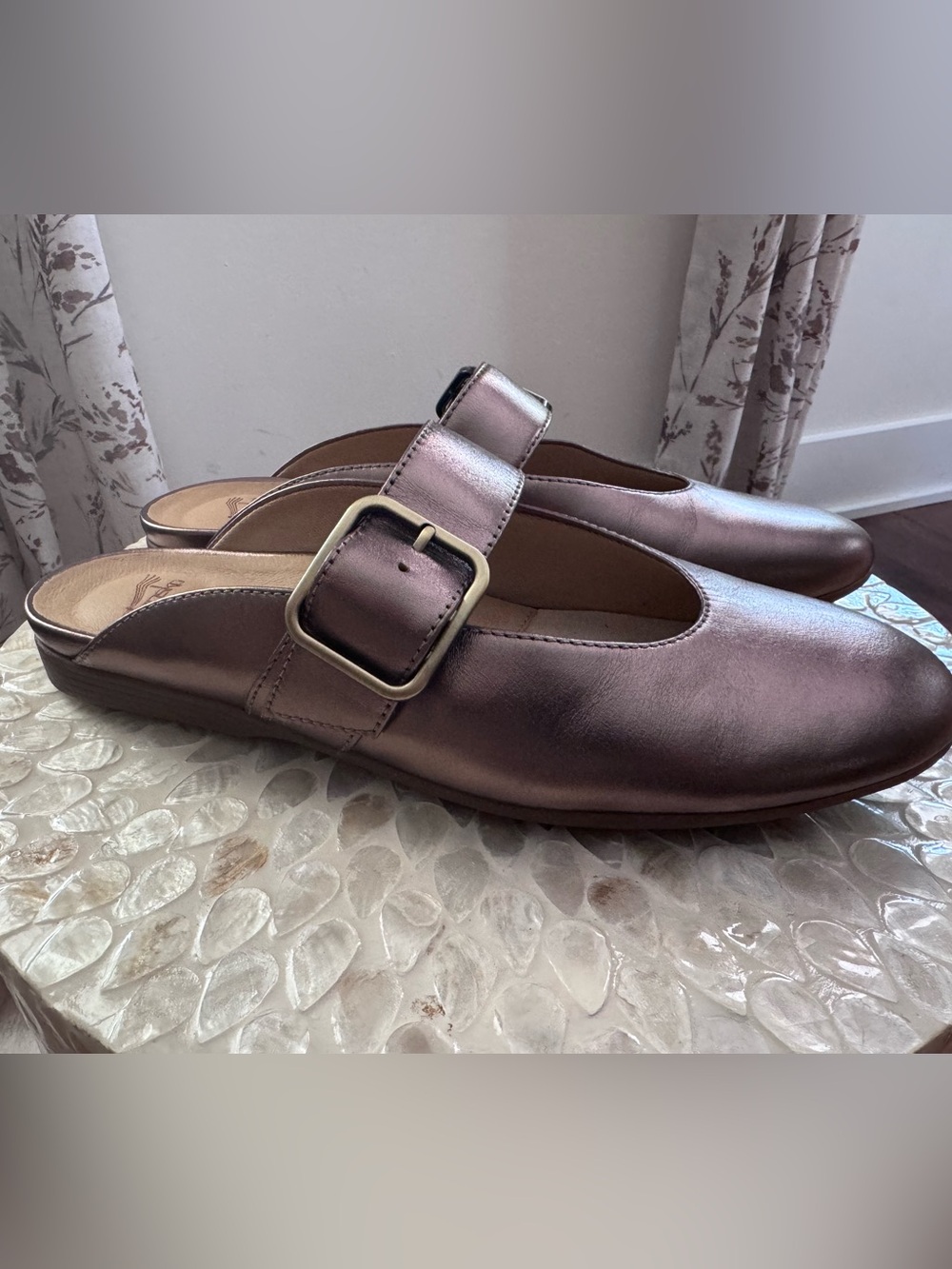 Brand New - Dansko Metallic Bronze Leather Slides Brand New